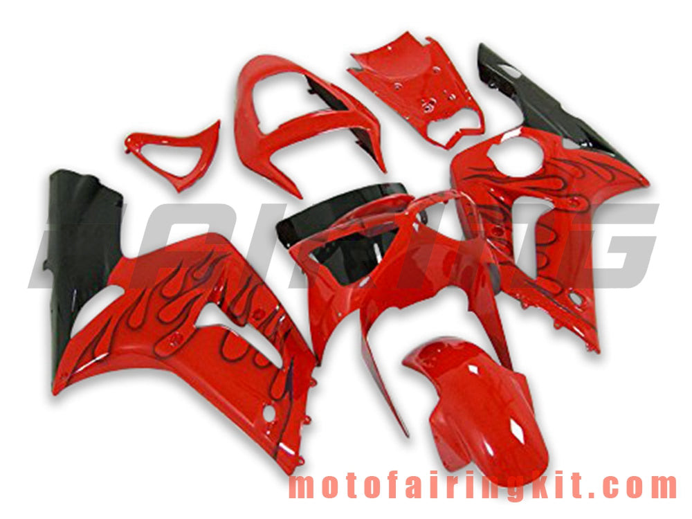 Kits de carenado aptos para ZX6R ZX-6R 636 2003 2004 ZX6R 636 03 04 Molde de inyección de plástico ABS Carrocería completa para motocicleta Marco de carrocería de posventa (rojo y negro) B056