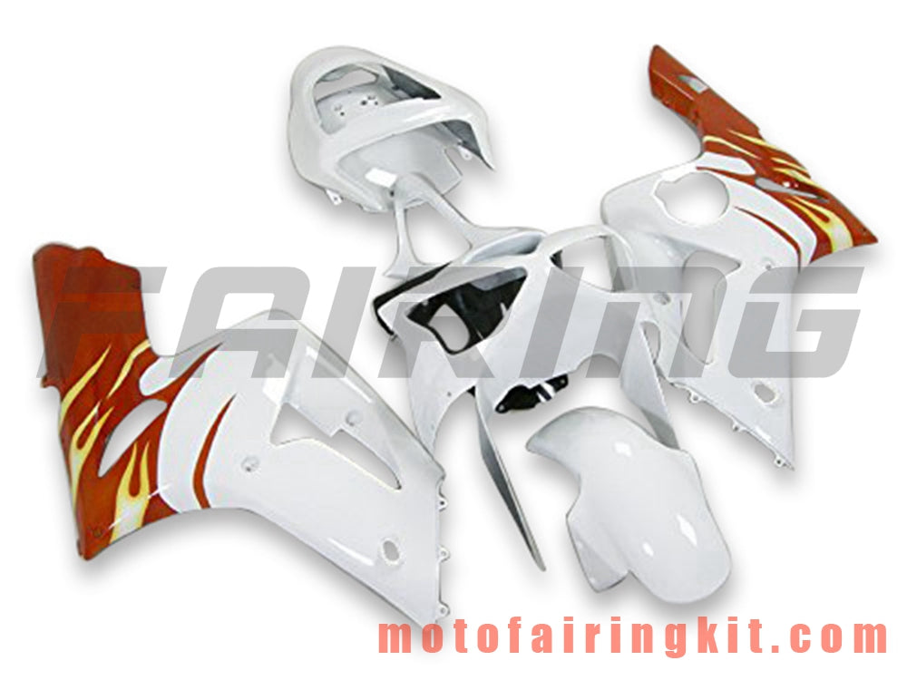 Fairing Kits Fit for ZX6R ZX-6R 636 2003 2004 ZX6R 636 03 04 Plastic ABS Injection Mold Complete Motorcycle Body Aftermarket Bodywork Frame (White & Orange) B059