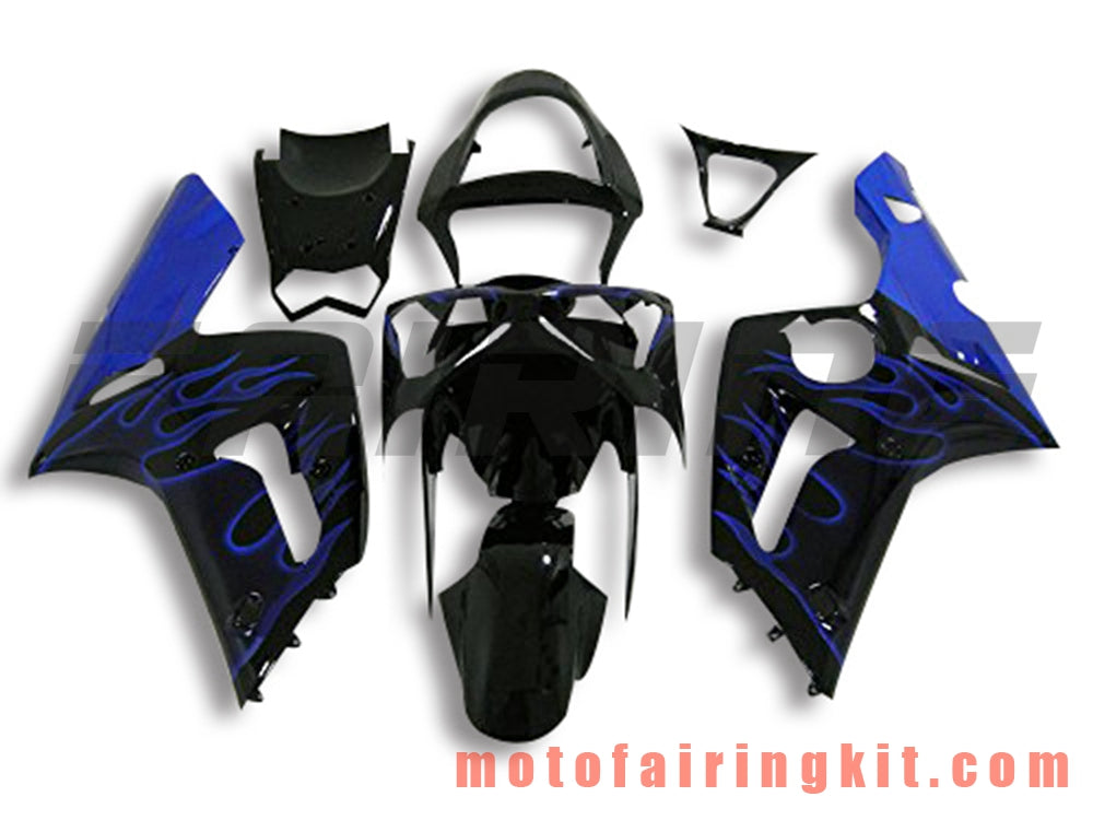 Kits de carenado aptos para ZX6R ZX-6R 636 2003 2004 ZX6R 636 03 04 Molde de inyección de plástico ABS Carrocería completa para motocicleta Marco de carrocería de posventa (azul y negro) B060