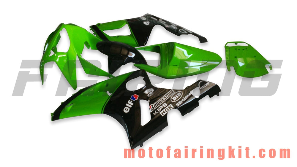 Kits de carenado aptos para ZX6R ZX-6R 636 2003 2004 ZX6R 636 03 04 Molde de inyección de plástico ABS Carrocería completa para motocicleta Marco de carrocería de posventa (verde y negro) B062