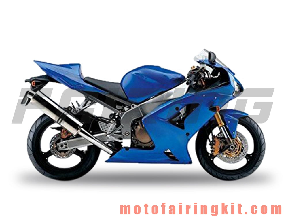 Kits de carenado aptos para ZX6R ZX-6R 636 2003 2004 ZX6R 636 03 04 Molde de inyección de plástico ABS Carrocería completa para motocicleta Carrocería del mercado de accesorios Marco (azul) B063