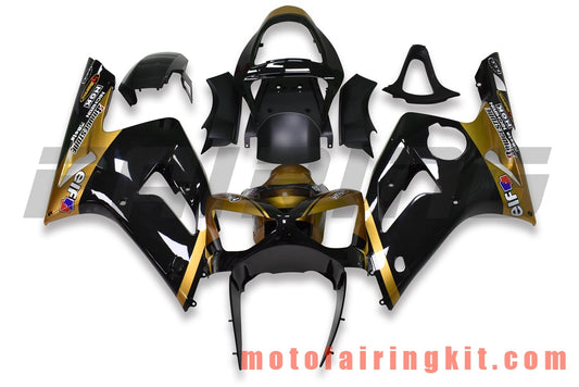 Kits de carenado aptos para ZX6R ZX-6R 636 2003 2004 ZX6R 636 03 04 Molde de inyección de plástico ABS Carrocería completa para motocicleta Marco de carrocería de posventa (negro y dorado) B067