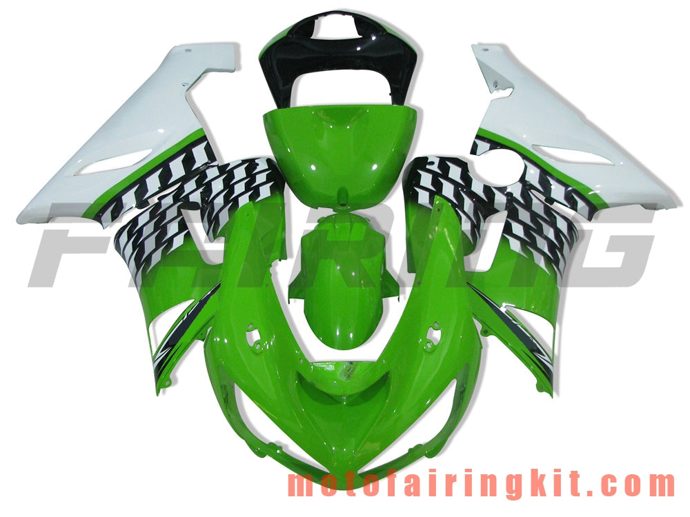 Fairing Kits Fit for ZX6R ZX-6R 636 2005 2006 ZX6R 636 05 06 Plastic ABS Injection Mold Complete Motorcycle Body Aftermarket Bodywork Frame (Green & White) B002