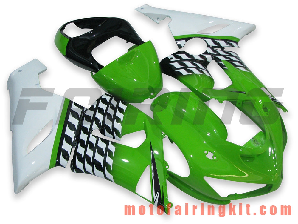 Fairing Kits Fit for ZX6R ZX-6R 636 2005 2006 ZX6R 636 05 06 Plastic ABS Injection Mold Complete Motorcycle Body Aftermarket Bodywork Frame (Green & White) B002