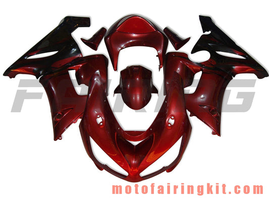 Kits de carenado aptos para ZX6R ZX-6R 636 2005 2006 ZX6R 636 05 06 Molde de inyección de plástico ABS Carrocería completa para motocicleta Marco de carrocería de posventa (negro y rojo oscuro) B007