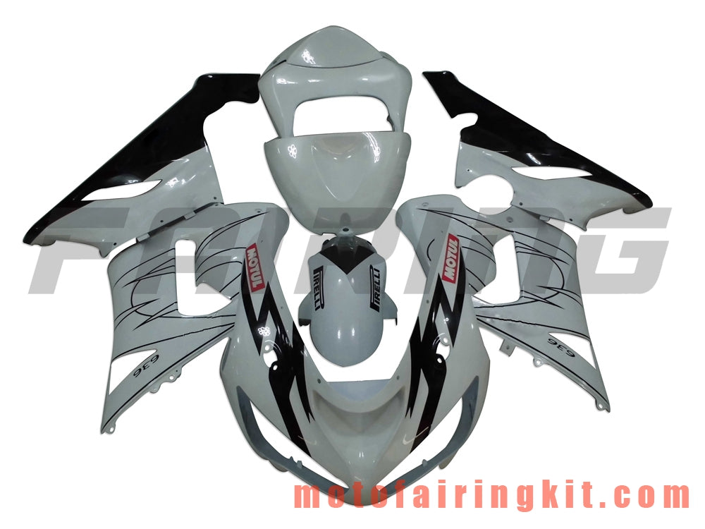 Fairing Kits Fit for ZX6R ZX-6R 636 2005 2006 ZX6R 636 05 06 Plastic ABS Injection Mold Complete Motorcycle Body Aftermarket Bodywork Frame (White & Black) B009