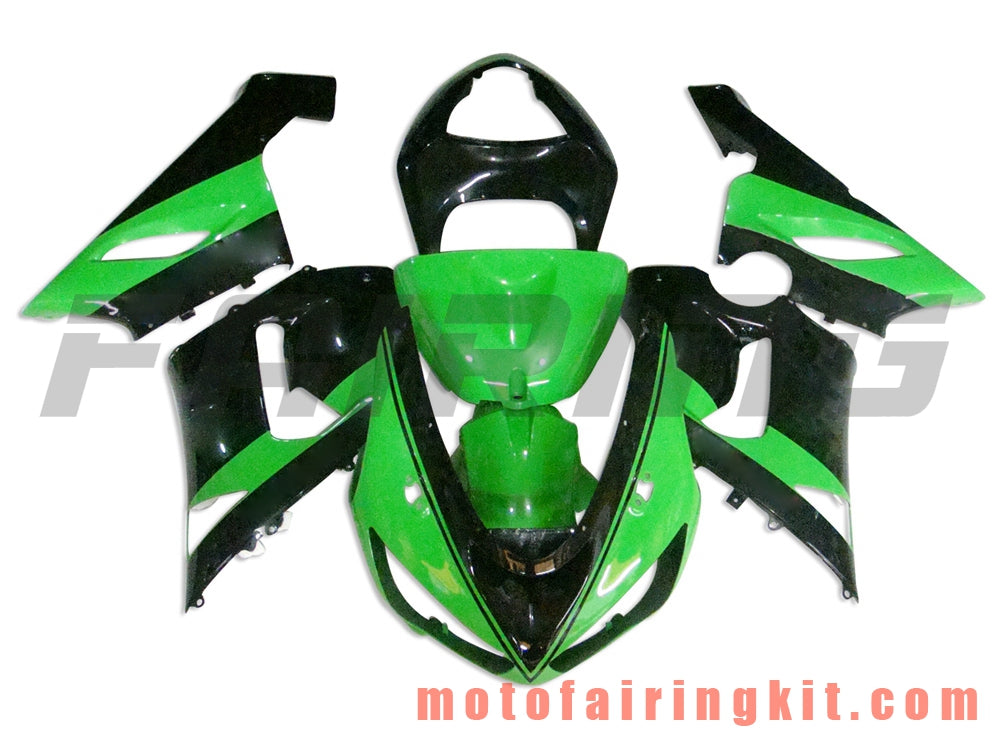 Kits de carenado aptos para ZX6R ZX-6R 636 2005 2006 ZX6R 636 05 06 Molde de inyección de plástico ABS Carrocería completa para motocicleta Marco de carrocería de posventa (verde y negro) B023