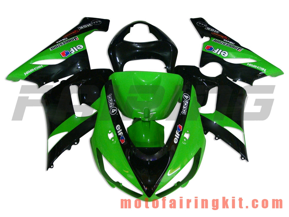 Fairing Kits Fit for ZX6R ZX-6R 636 2005 2006 ZX6R 636 05 06 Plastic ABS Injection Mold Complete Motorcycle Body Aftermarket Bodywork Frame (Green & Black) B024