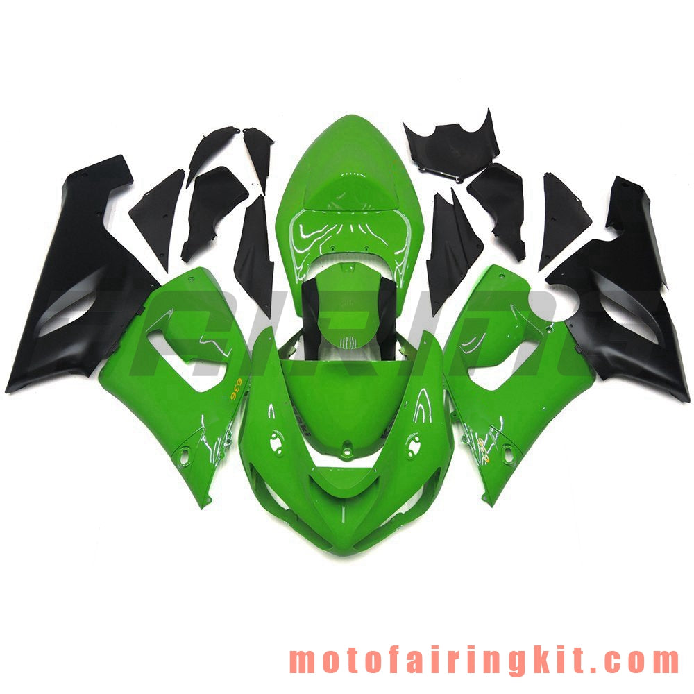 Fairing Kits Fit for ZX6R ZX-6R 636 2005 2006 ZX6R 636 05 06 Plastic ABS Injection Mold Complete Motorcycle Body Aftermarket Bodywork Frame (Green & Black) B032