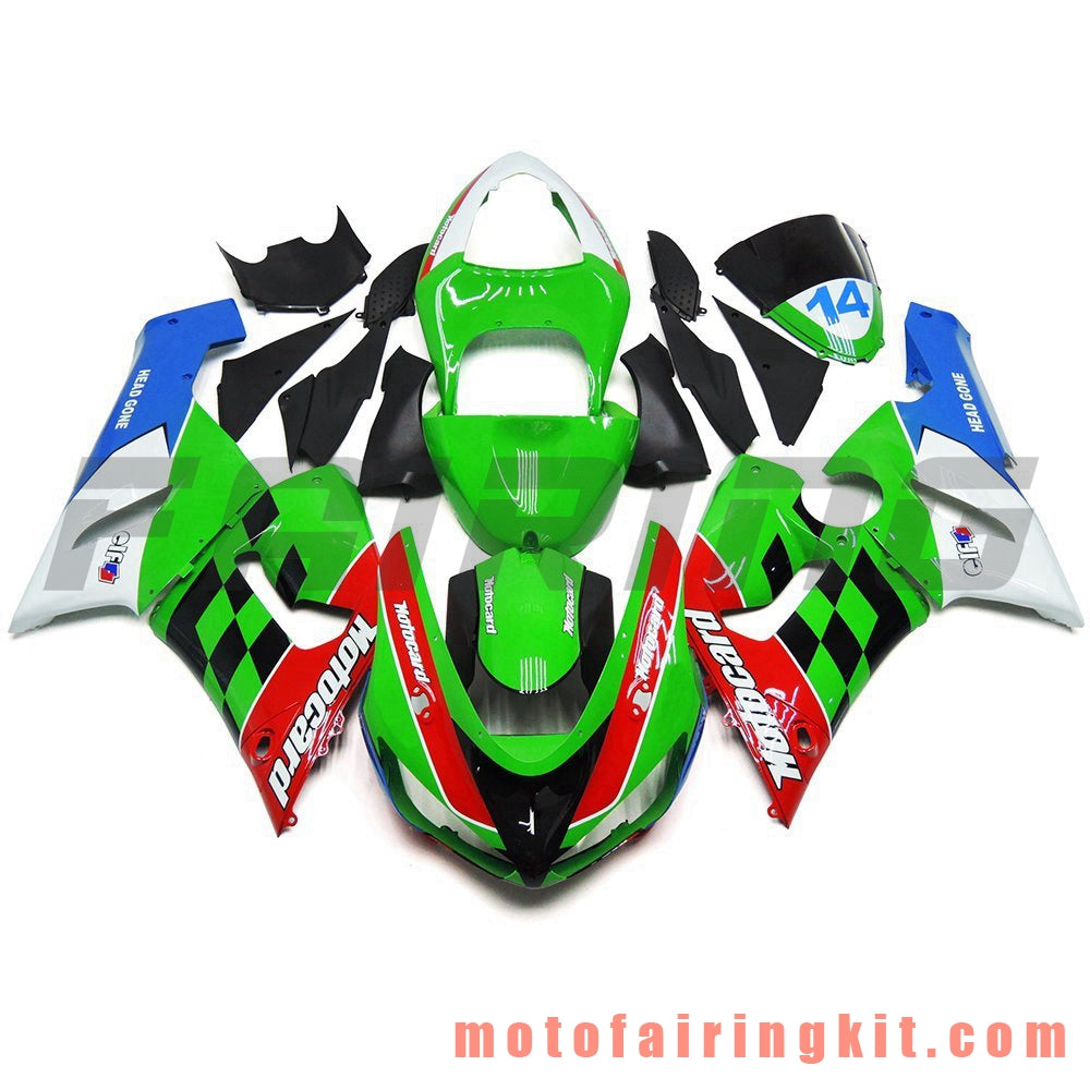 Kits de carenado aptos para ZX6R ZX-6R 636 2005 2006 ZX6R 636 05 06 Molde de inyección de plástico ABS Carrocería completa para motocicleta Marco de carrocería de posventa (verde y rojo) B034