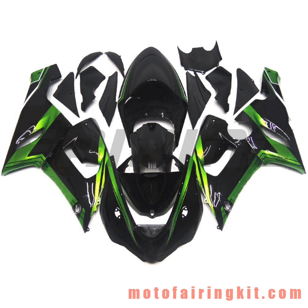 Fairing Kits Fit for ZX6R ZX-6R 636 2005 2006 ZX6R 636 05 06 Plastic ABS Injection Mold Complete Motorcycle Body Aftermarket Bodywork Frame (Black & Green) B040