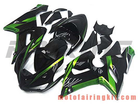 Kits de carenado aptos para ZX6R ZX-6R 636 2005 2006 ZX6R 636 05 06 Molde de inyección de plástico ABS Carrocería completa para motocicleta Marco de carrocería de posventa (negro y verde) B040