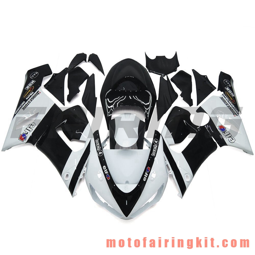 Kits de carenado aptos para ZX6R ZX-6R 636 2005 2006 ZX6R 636 05 06 Molde de inyección de plástico ABS Carrocería completa para motocicleta Marco de carrocería de posventa (blanco y negro) B042