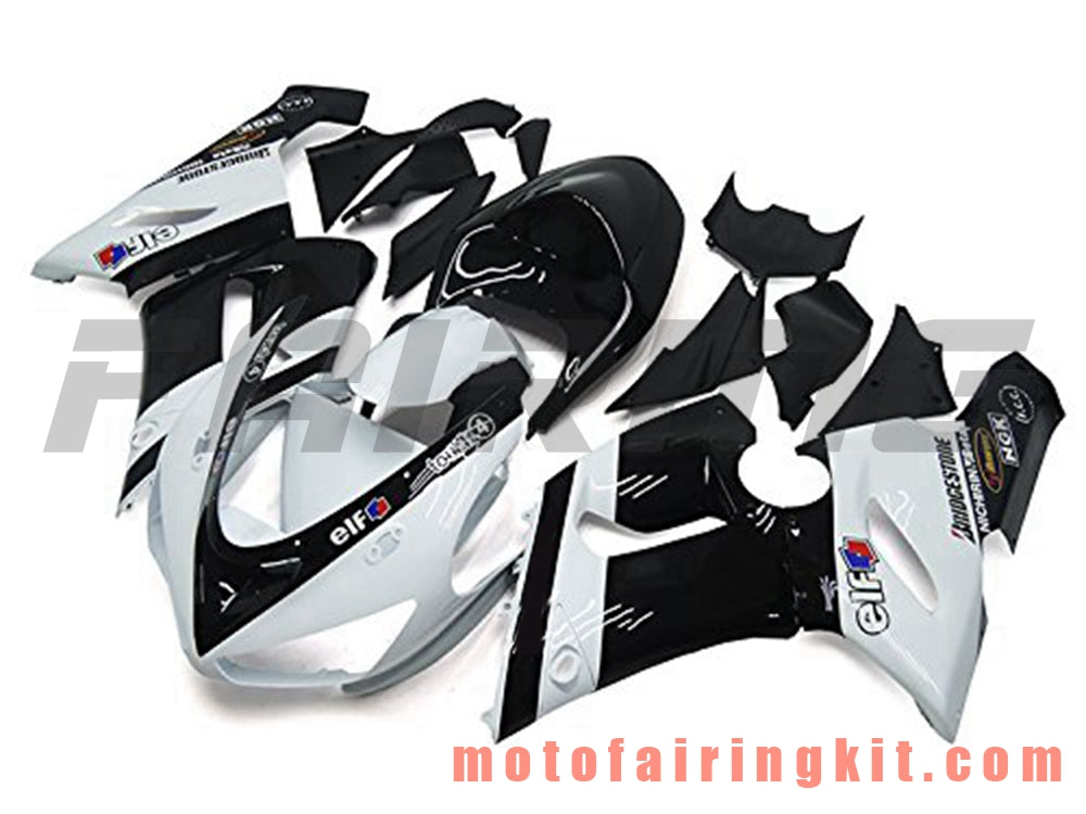 Kits de carenado aptos para ZX6R ZX-6R 636 2005 2006 ZX6R 636 05 06 Molde de inyección de plástico ABS Carrocería completa para motocicleta Marco de carrocería de posventa (blanco y negro) B042