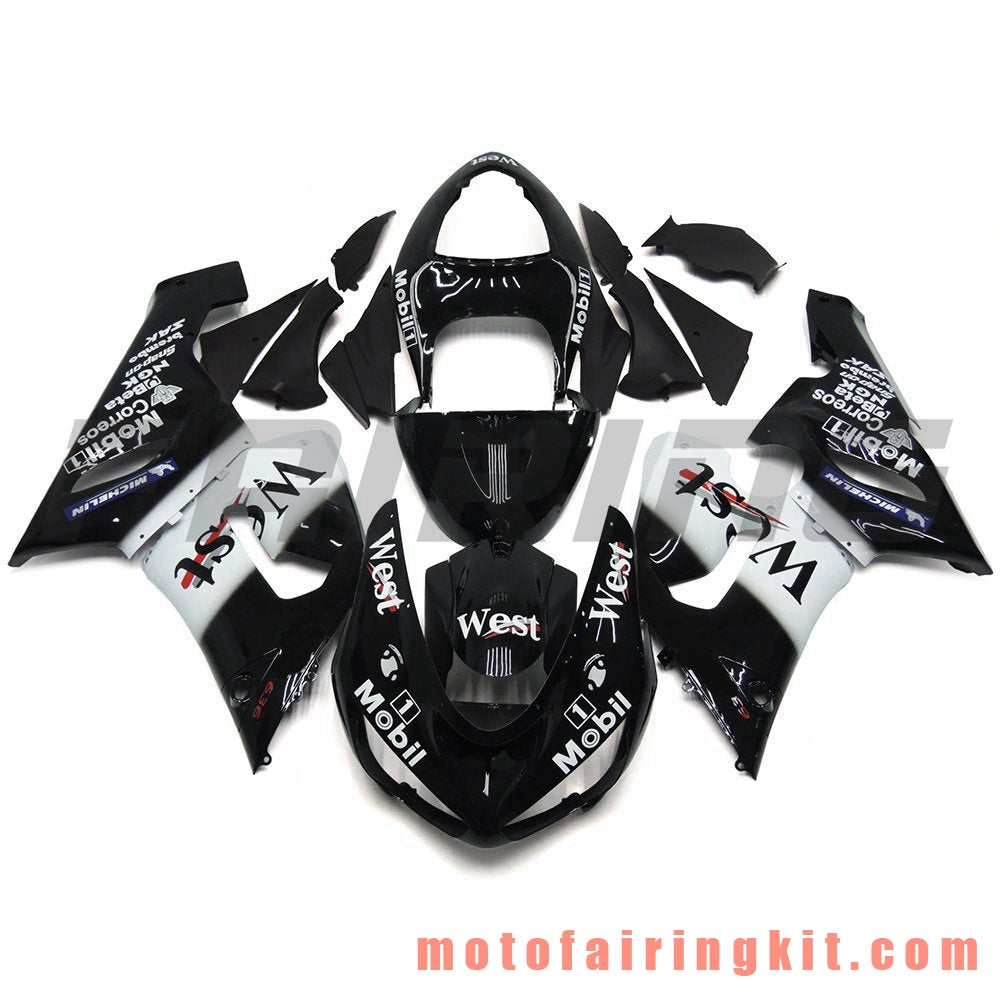 Fairing Kits Fit for ZX6R ZX-6R 636 2005 2006 ZX6R 636 05 06 Plastic ABS Injection Mold Complete Motorcycle Body Aftermarket Bodywork Frame (Black & White) B043