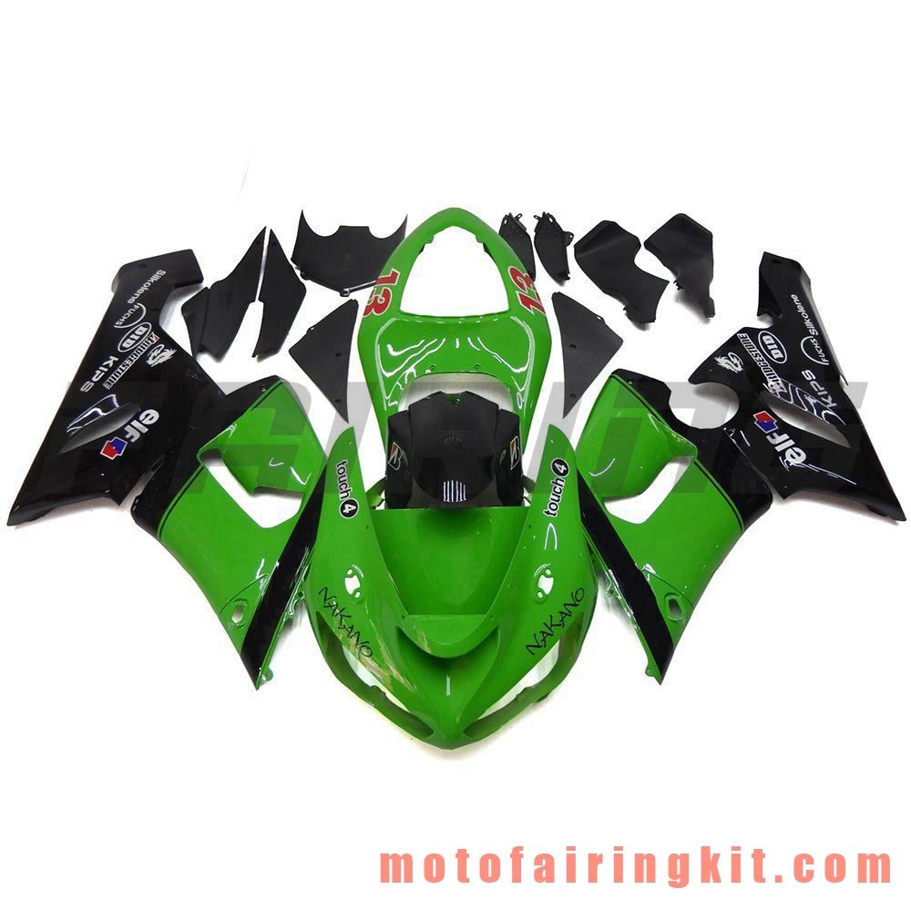 Fairing Kits Fit for ZX6R ZX-6R 636 2005 2006 ZX6R 636 05 06 Plastic ABS Injection Mold Complete Motorcycle Body Aftermarket Bodywork Frame (Green & Black) B044