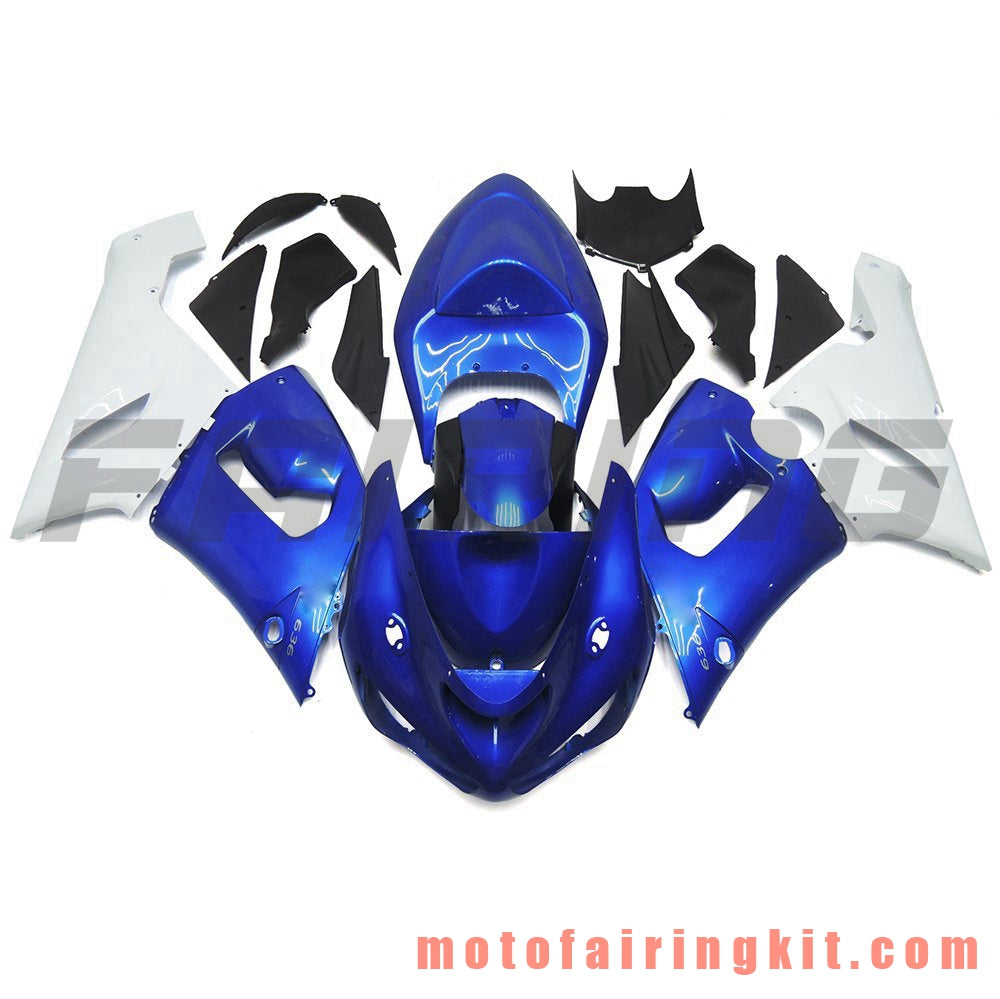 Fairing Kits Fit for ZX6R ZX-6R 636 2005 2006 ZX6R 636 05 06 Plastic ABS Injection Mold Complete Motorcycle Body Aftermarket Bodywork Frame (Blue & White) B045