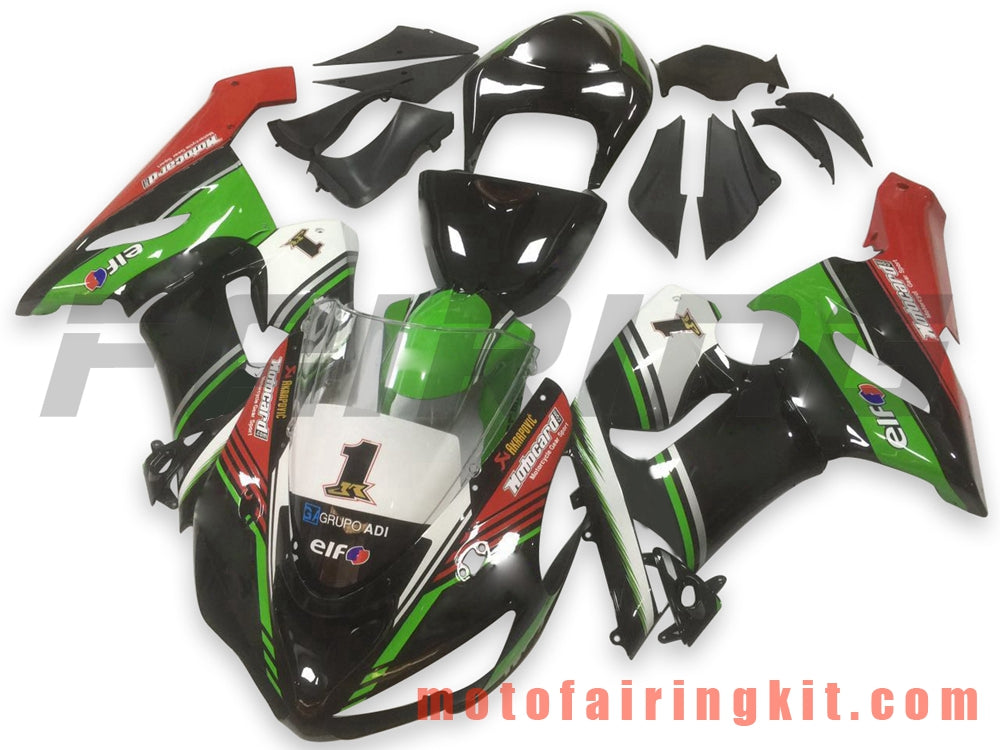 フェアリングキット ZX6R ZX-6R 636 2005 2006 ZX6R 636 05 06 プラスチック ABS 射出成型 完全なオートバイボディ アフターマーケットボディワークフレーム (グリーン &amp; ブラック) B056