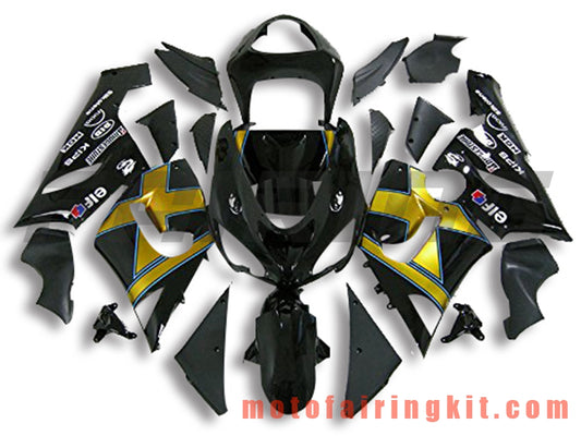 Kits de carenado aptos para ZX6R ZX-6R 636 2005 2006 ZX6R 636 05 06 Molde de inyección de plástico ABS Carrocería completa para motocicleta Marco de carrocería de posventa (negro y dorado) B071