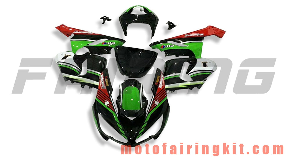 Fairing Kits Fit for ZX6R ZX-6R 636 2005 2006 ZX6R 636 05 06 Plastic ABS Injection Mold Complete Motorcycle Body Aftermarket Bodywork Frame (Black & Green) B076