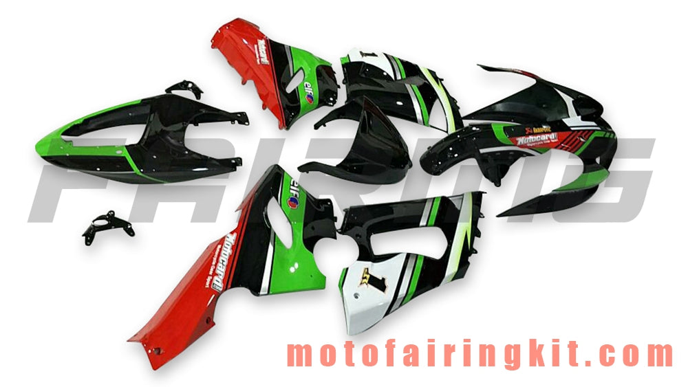 Fairing Kits Fit for ZX6R ZX-6R 636 2005 2006 ZX6R 636 05 06 Plastic ABS Injection Mold Complete Motorcycle Body Aftermarket Bodywork Frame (Black & Green) B076