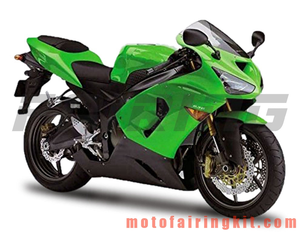 Fairing Kits Fit for ZX6R ZX-6R 636 2005 2006 ZX6R 636 05 06 Plastic ABS Injection Mold Complete Motorcycle Body Aftermarket Bodywork Frame (Green & Black) B080