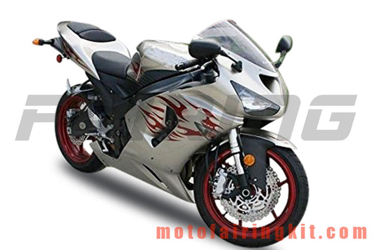 Fairing Kits Fit for ZX6R ZX-6R 636 2005 2006 ZX6R 636 05 06 Plastic ABS Injection Mold Complete Motorcycle Body Aftermarket Bodywork Frame (Silver & Red) B082