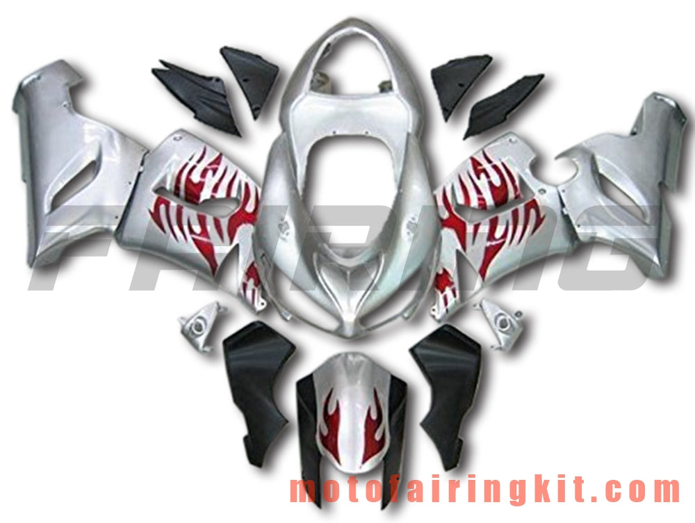 Fairing Kits Fit for ZX6R ZX-6R 636 2005 2006 ZX6R 636 05 06 Plastic ABS Injection Mold Complete Motorcycle Body Aftermarket Bodywork Frame (Silver & Red) B082