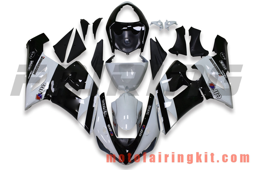 Fairing Kits Fit for ZX6R ZX-6R 636 2005 2006 ZX6R 636 05 06 Plastic ABS Injection Mold Complete Motorcycle Body Aftermarket Bodywork Frame (Black & White) B084