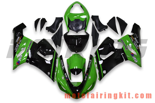 Fairing Kits Fit for ZX6R ZX-6R 636 2005 2006 ZX6R 636 05 06 Plastic ABS Injection Mold Complete Motorcycle Body Aftermarket Bodywork Frame (Green & Black) B085