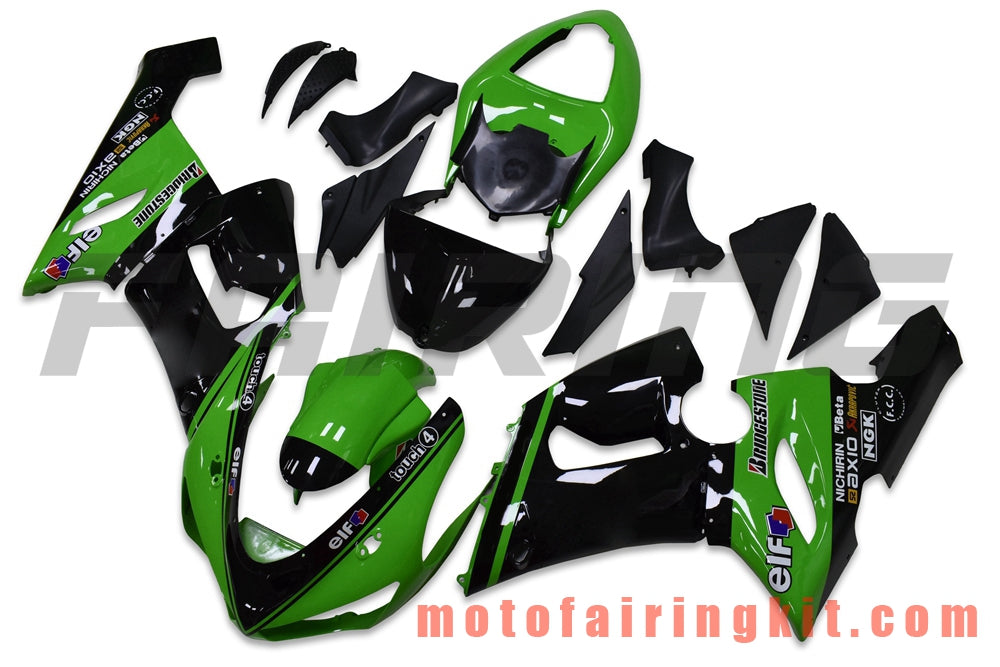 Fairing Kits Fit for ZX6R ZX-6R 636 2005 2006 ZX6R 636 05 06 Plastic ABS Injection Mold Complete Motorcycle Body Aftermarket Bodywork Frame (Green & Black) B085