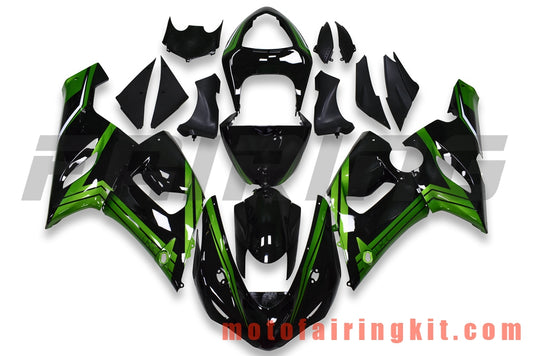 Fairing Kits Fit for ZX6R ZX-6R 636 2005 2006 ZX6R 636 05 06 Plastic ABS Injection Mold Complete Motorcycle Body Aftermarket Bodywork Frame (Black & Green) B086