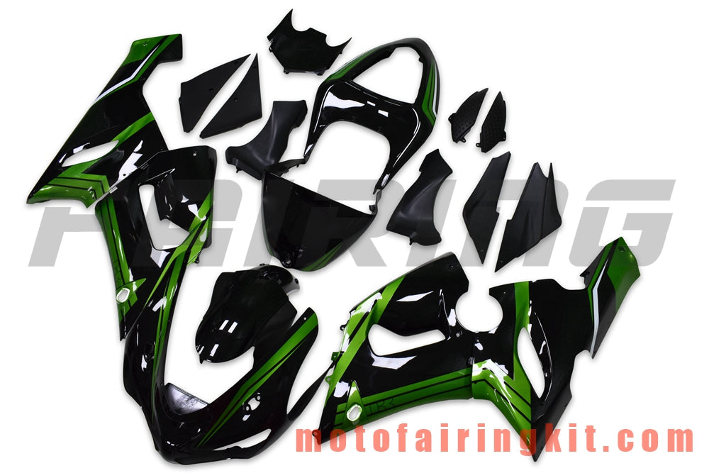 Fairing Kits Fit for ZX6R ZX-6R 636 2005 2006 ZX6R 636 05 06 Plastic ABS Injection Mold Complete Motorcycle Body Aftermarket Bodywork Frame (Black & Green) B086