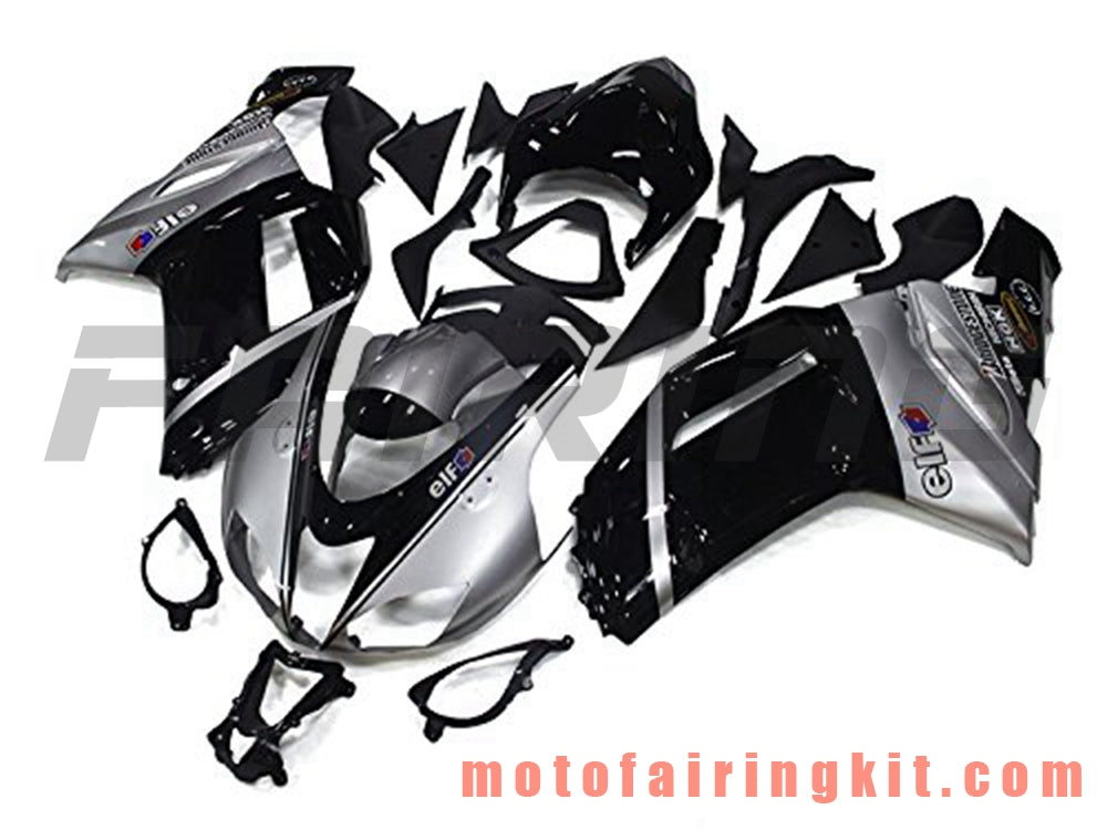 Fairing Kits Fit for ZX6R ZX-6R 636 2007 2008 ZX6R 636 07 08 Plastic ABS Injection Mold Complete Motorcycle Body Aftermarket Bodywork Frame (Black & Silver) B002