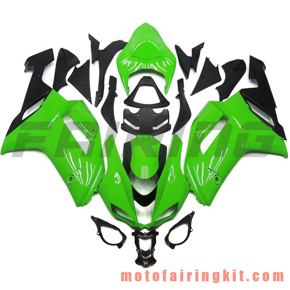 Fairing Kits Fit for ZX6R ZX-6R 636 2007 2008 ZX6R 636 07 08 Plastic ABS Injection Mold Complete Motorcycle Body Aftermarket Bodywork Frame (Green & Black) B003