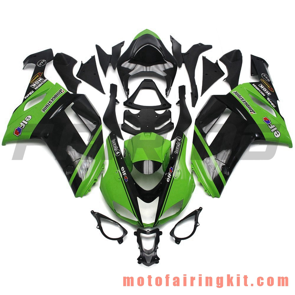 Fairing Kits Fit for ZX6R ZX-6R 636 2007 2008 ZX6R 636 07 08 Plastic ABS Injection Mold Complete Motorcycle Body Aftermarket Bodywork Frame (Green & Black) B004