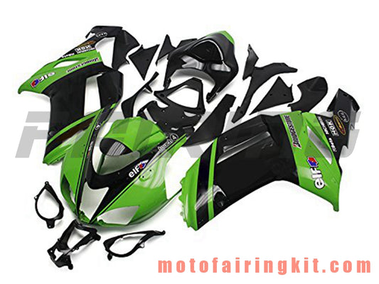 Kits de carenado aptos para ZX6R ZX-6R 636 2007 2008 ZX6R 636 07 08 Molde de inyección de plástico ABS Carrocería completa para motocicleta Marco de carrocería de posventa (verde y negro) B004