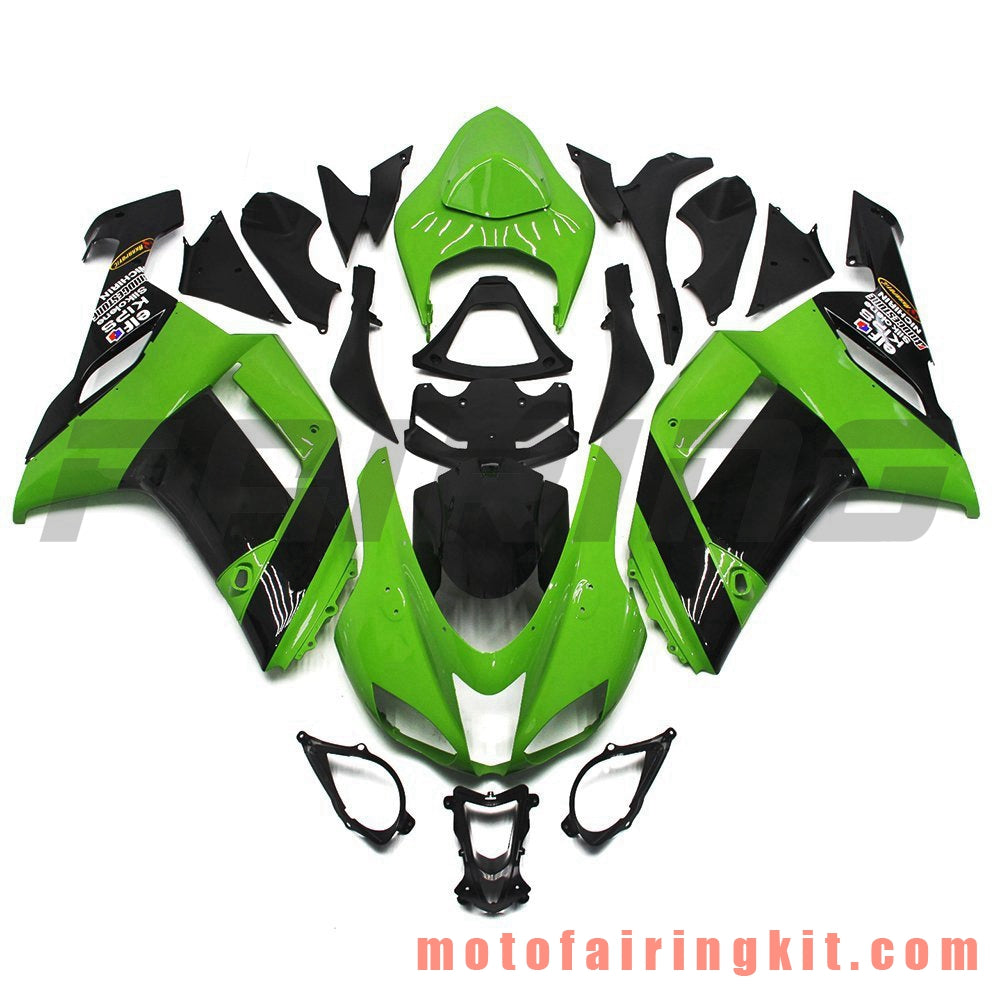 Fairing Kits Fit for ZX6R ZX-6R 636 2007 2008 ZX6R 636 07 08 Plastic ABS Injection Mold Complete Motorcycle Body Aftermarket Bodywork Frame (Green & Black) B006