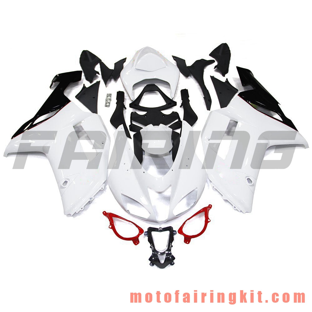 Fairing Kits Fit for ZX6R ZX-6R 636 2007 2008 ZX6R 636 07 08 Plastic ABS Injection Mold Complete Motorcycle Body Aftermarket Bodywork Frame (White & Black) B009