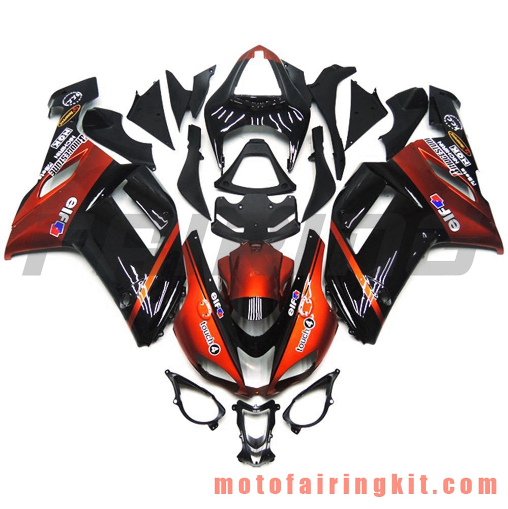 Fairing Kits Fit for ZX6R ZX-6R 636 2007 2008 ZX6R 636 07 08 Plastic ABS Injection Mold Complete Motorcycle Body Aftermarket Bodywork Frame (Black & Orange) B015