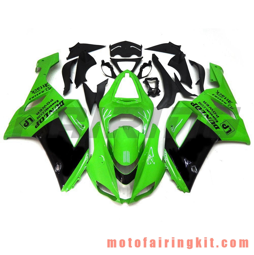 Fairing Kits Fit for ZX6R ZX-6R 636 2007 2008 ZX6R 636 07 08 Plastic ABS Injection Mold Complete Motorcycle Body Aftermarket Bodywork Frame (Green & Black) B020