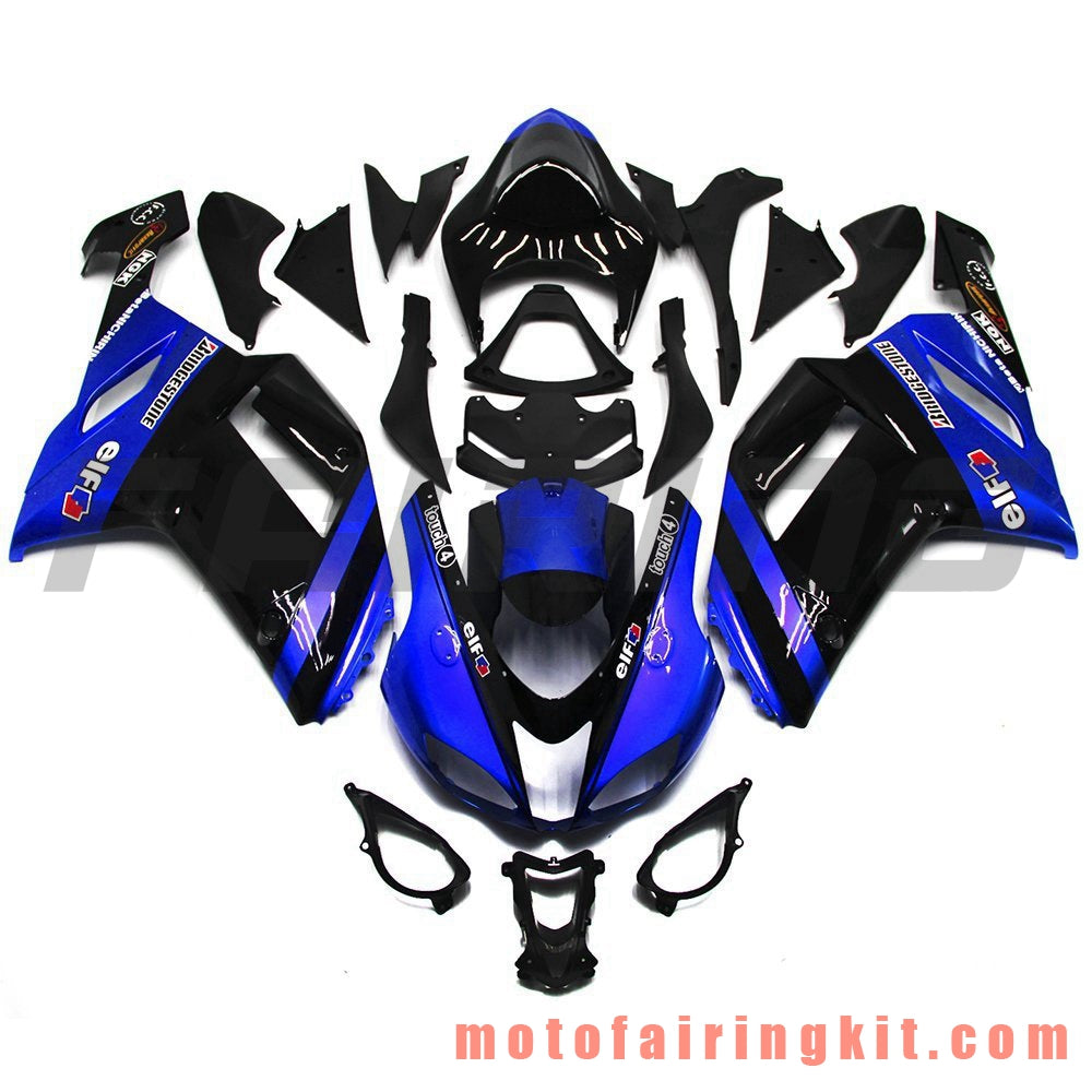 Fairing Kits Fit for ZX6R ZX-6R 636 2007 2008 ZX6R 636 07 08 Plastic ABS Injection Mold Complete Motorcycle Body Aftermarket Bodywork Frame (Blue & Black) B021