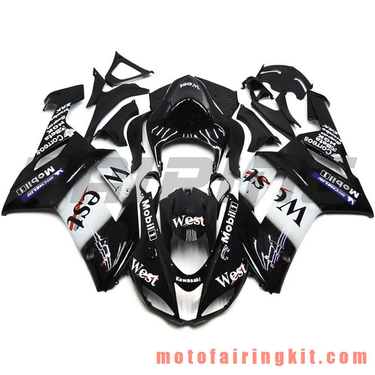 Fairing Kits Fit for ZX6R ZX-6R 636 2007 2008 ZX6R 636 07 08 Plastic ABS Injection Mold Complete Motorcycle Body Aftermarket Bodywork Frame (Black & White) B023