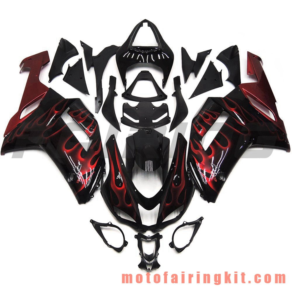 Fairing Kits Fit for ZX6R ZX-6R 636 2007 2008 ZX6R 636 07 08 Plastic ABS Injection Mold Complete Motorcycle Body Aftermarket Bodywork Frame (Black & Red) B024