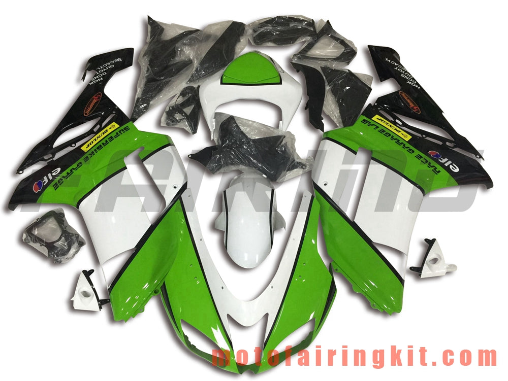 Kits de carenado aptos para ZX6R ZX-6R 636 2007 2008 ZX6R 636 07 08 Molde de inyección de plástico ABS Carrocería completa para motocicleta Marco de carrocería de posventa (verde y blanco) B026