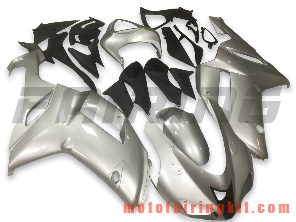 Fairing Kits Fit for ZX6R ZX-6R 636 2007 2008 ZX6R 636 07 08 Plastic ABS Injection Mold Complete Motorcycle Body Aftermarket Bodywork Frame (Silver) B027