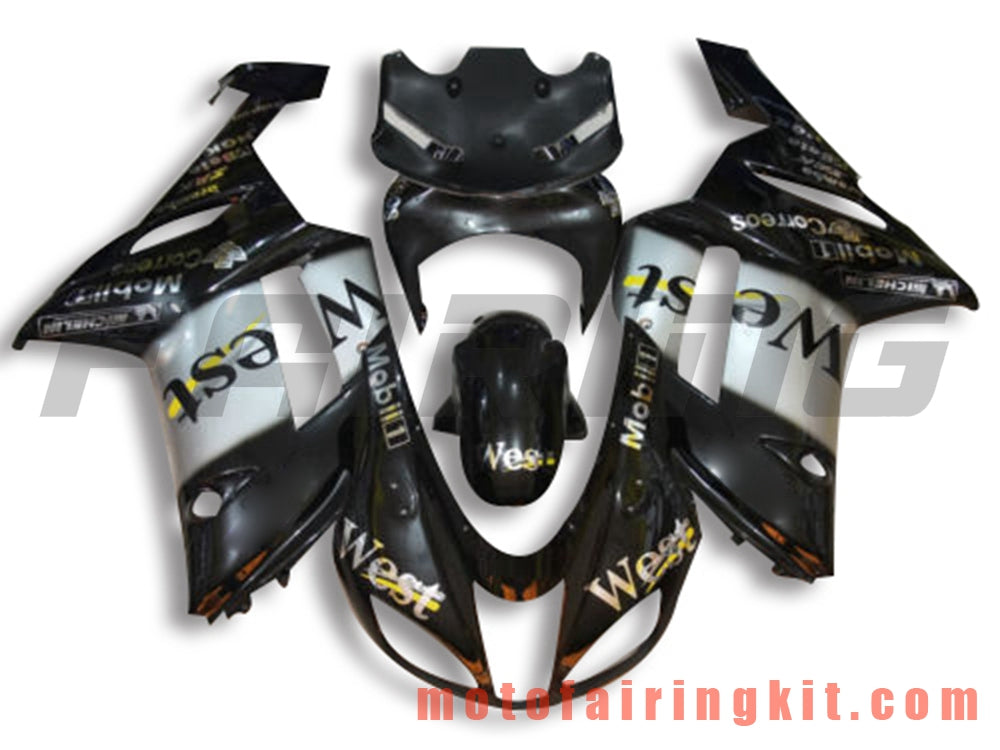 Fairing Kits Fit for ZX6R ZX-6R 636 2007 2008 ZX6R 636 07 08 Plastic ABS Injection Mold Complete Motorcycle Body Aftermarket Bodywork Frame (Black & Silver) B042