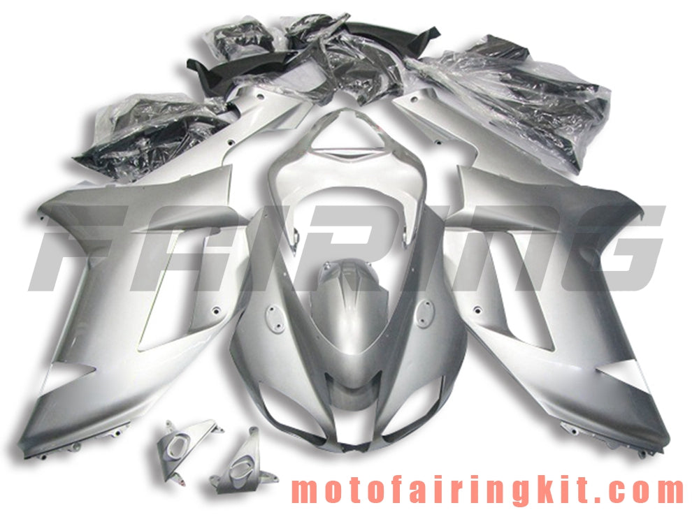 フェアリングキット ZX6R ZX-6R 636 2007 2008 ZX6R 636 07 08 プラスチック ABS 射出成形 完全なオートバイボディ アフターマーケットボディワークフレーム (シルバー) B059