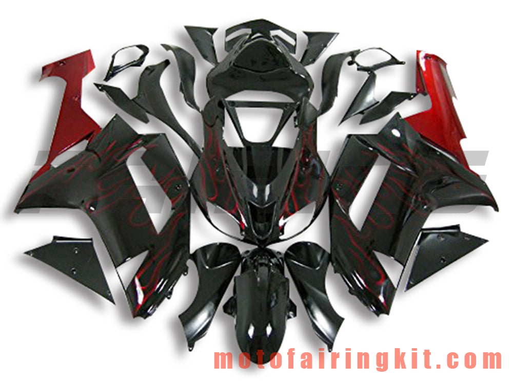 Kits de carenado aptos para ZX6R ZX-6R 636 2007 2008 ZX6R 636 07 08 Molde de inyección de plástico ABS Carrocería completa para motocicleta Marco de carrocería de posventa (negro y rojo) B061