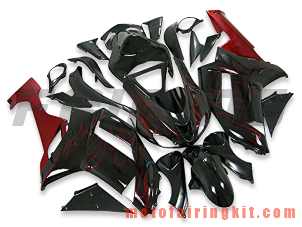 Fairing Kits Fit for ZX6R ZX-6R 636 2007 2008 ZX6R 636 07 08 Plastic ABS Injection Mold Complete Motorcycle Body Aftermarket Bodywork Frame (Black & Red) B061